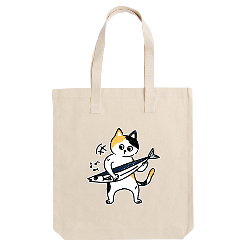 秋刀魚（さんま）弾きのみけねこ君！ アーバントート【白プリントあり】