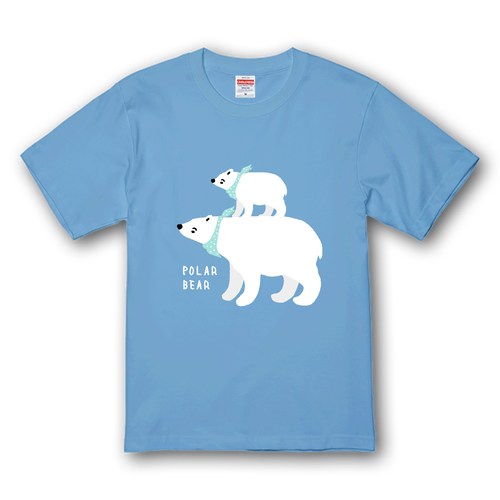 シロクマ親子 フラット（スカーフver） プレミアムTシャツ
