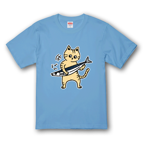 秋刀魚（さんま）弾きの茶トラ君！ プレミアムTシャツ