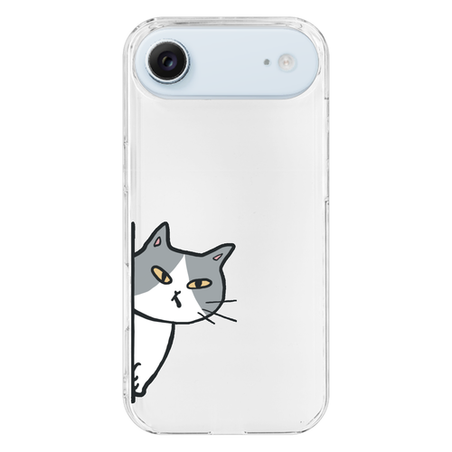 のぞき見ねこ iPhone17 Air (透明)(ハードケース)