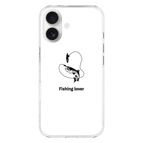釣りイラスト（黒）（Fishing lover） iPhone17 (透明)(ハードケース)