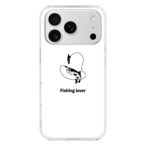 釣りイラスト（黒）（Fishing lover） iPhone17 Pro (透明)(ハードケース)