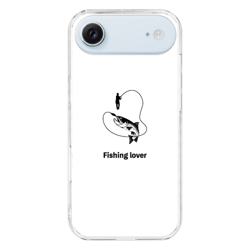 釣りイラスト（黒）（Fishing lover） iPhone17 Air (透明)(ハードケース)