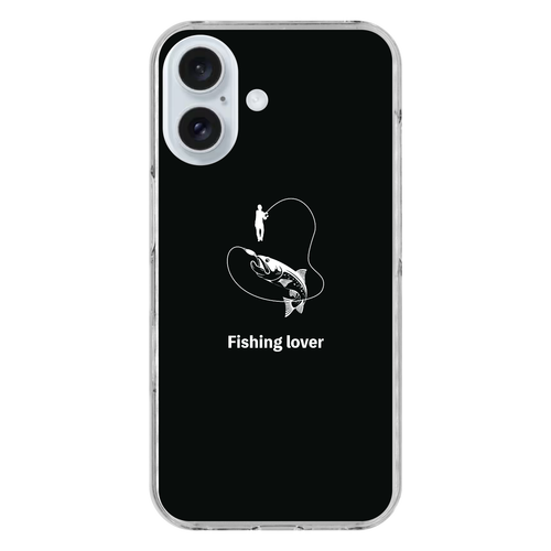 釣りイラスト（白）（Fishing lover） iPhone16 (透明)(ハードケース)