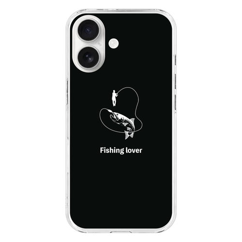 釣りイラスト（白）（Fishing lover） iPhone17 (透明)(ハードケース)