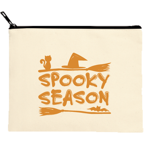 SPOOKY SEASON キャンバスフラットポーチ（M）【白プリント有】