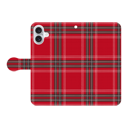 チェック柄（B） iPhone16 Plus 手帳型スマホケース