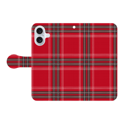 チェック柄（B） iPhone16 手帳型スマホケース