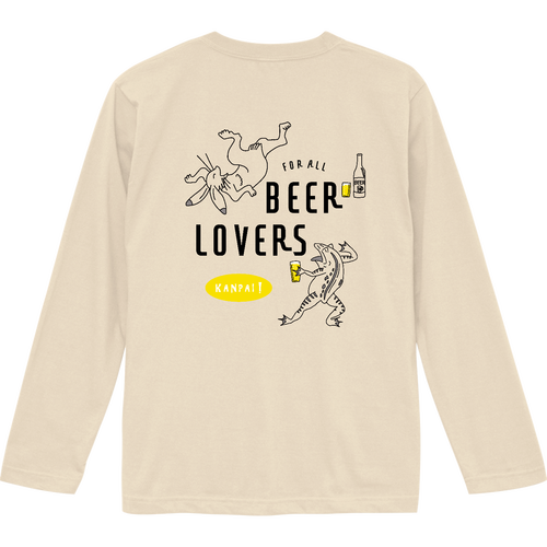 鳥獣戯画×BEER 黒メッセージ バックプリント | ロングスリーブTシャツ ロングスリーブTシャツ