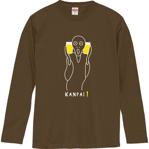 ムンクの叫び×BEER 白線画 | ロングスリーブTシャツ ロングスリーブTシャツ