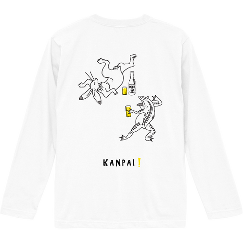 鳥獣戯画×BEER 黒線画 バックプリント | ロングスリーブTシャツ ロングスリーブTシャツ