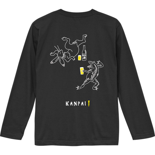 鳥獣戯画×BEER 白線画 バックプリント | ロングスリーブTシャツ ロングスリーブTシャツ