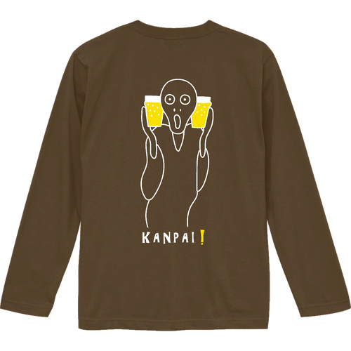 ムンクの叫び×BEER 白線画 バックプリント | ロングスリーブTシャツ ロングスリーブTシャツ
