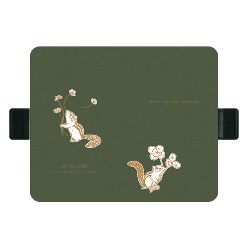 シマリスの手帳型iPhoneケース〈モスグリーン〉 手帳ｹｰｽ(汎用ﾏﾙﾁｽﾗｲﾄﾞ式ﾊﾟｰﾂ)M