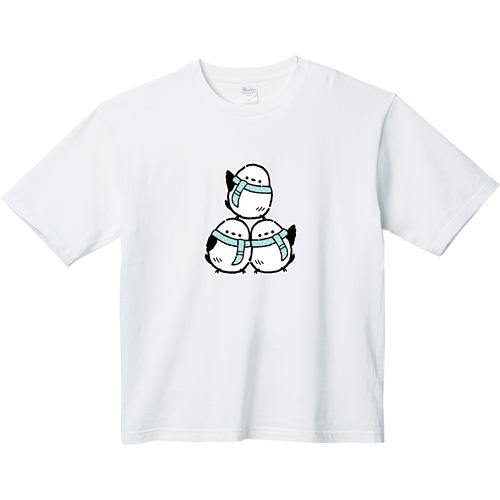 シマエナガくん 冬 pat01 ヘビーウェイト ビッグシルエットTシャツ