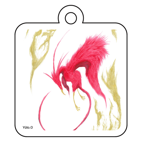 『赤鳥乱舞』キーホルダー アクリルキーホルダー　四角型 (4cm)