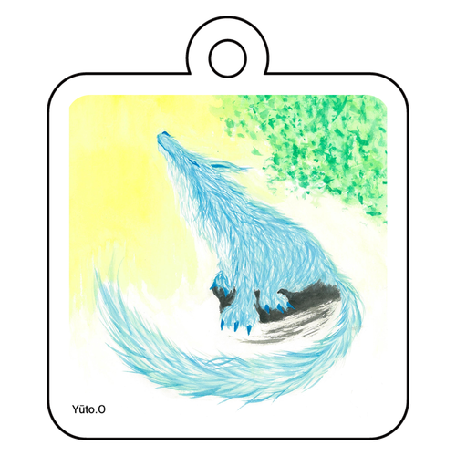 『冷たい森の古狼』キーホルダー アクリルキーホルダー　四角型 (4cm)