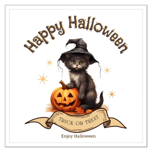 ハロウィン☆黒猫 100mmクリアステッカー・シール