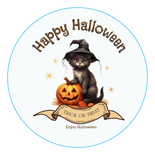 ハロウィン☆黒猫 アクリルコースター（丸）