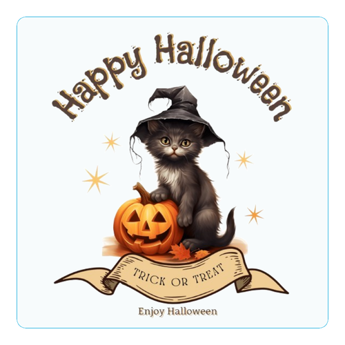 ハロウィン☆黒猫 アクリルコースター（四角）