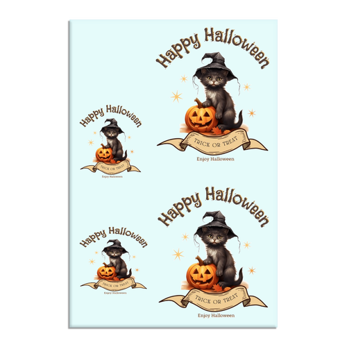 ハロウィン☆黒猫 タトゥーシール　はがきサイズ