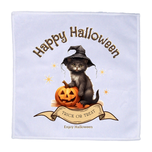 ハロウィン☆黒猫 ラビットタッチ 25cmミニハンカチ