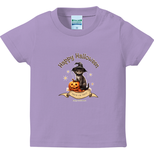 ハロウィン☆黒猫 ハイクオリティーベビーTシャツ