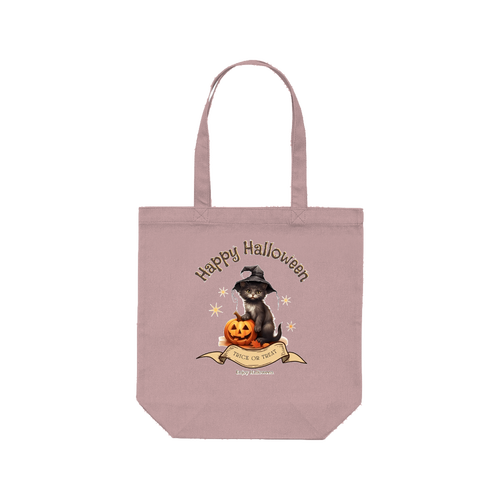 ハロウィン☆黒猫 レギュラーキャンバストートバッグ(M) (フルカラー転写プリント)
