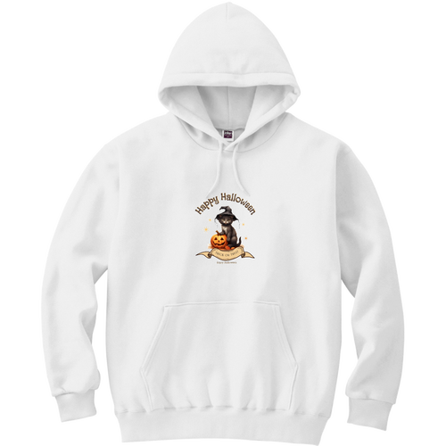 ハロウィン☆黒猫 軽量プルパーカー (長袖プリント)