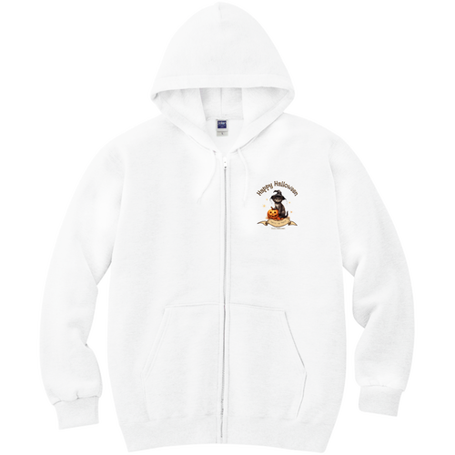 ハロウィン☆黒猫 軽量ジップアップパーカー