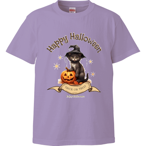 ハロウィン☆黒猫 ハイクオリティーTシャツ