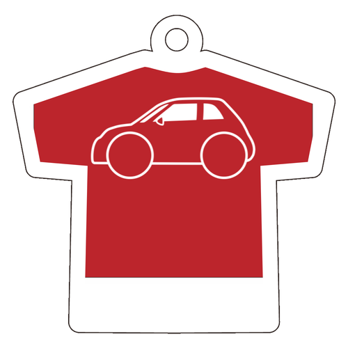 イタリア車風Tシャツ型赤キーホルダー(横) アクリルキーホルダー Ｔシャツ型 (4cm)