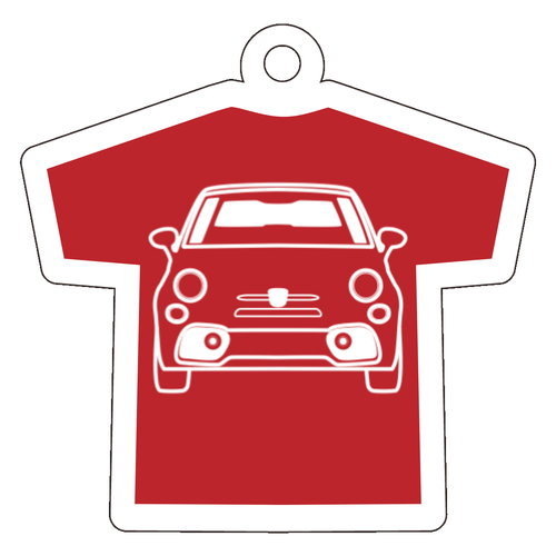 イタリア車風Tシャツ型赤キーホルダー(正面)Part2 アクリルキーホルダー Ｔシャツ型 (4cm)