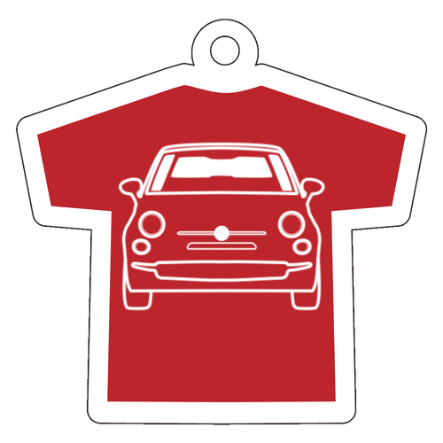 イタリア車風Tシャツ型赤キーホルダー(正面)Part1 アクリルキーホルダー Ｔシャツ型 (4cm)