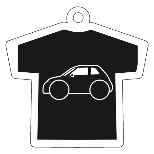 イタリア車風Tシャツ型黒キーホルダー(横) アクリルキーホルダー Ｔシャツ型 (4cm)