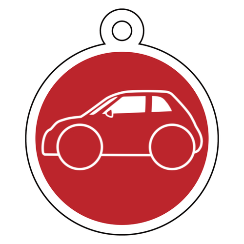 イタリア車風Tシャツ型赤キーホルダー(横) アクリルキーホルダー　丸型 (4cm)