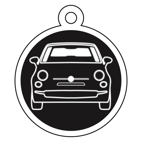 イタリア車風丸型黒キーホルダー(正面)Part1 アクリルキーホルダー　丸型 (4cm)