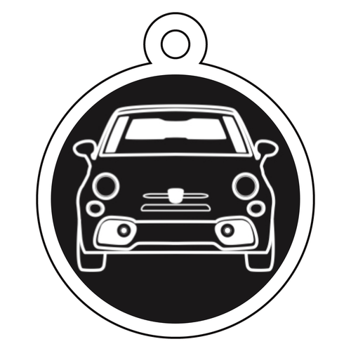 イタリア車風丸型黒キーホルダー(正面)Part2 アクリルキーホルダー　丸型 (4cm)