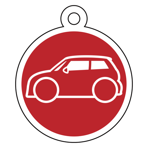 ミニクーパー風丸型赤キーホルダー(横) アクリルキーホルダー　丸型 (4cm)