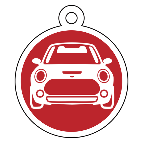 ミニクーパー風丸型赤キーホルダー(正面) アクリルキーホルダー　丸型 (4cm)