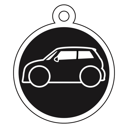 ミニクーパー風丸型黒キーホルダー(横) アクリルキーホルダー　丸型 (4cm)