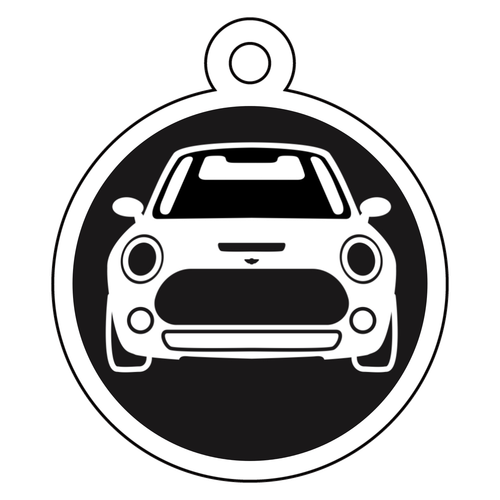 ミニクーパー風丸型黒キーホルダー(正面) アクリルキーホルダー　丸型 (4cm)