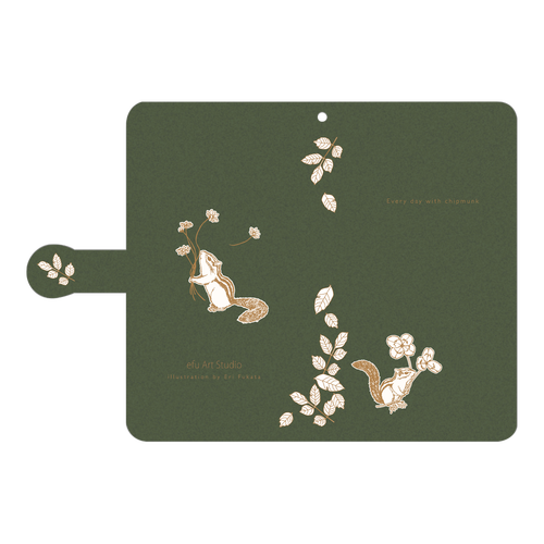  シマリスのAndroid用手帳型ケース〈モスグリーン〉 手帳型ベルト付きアンドロイドL