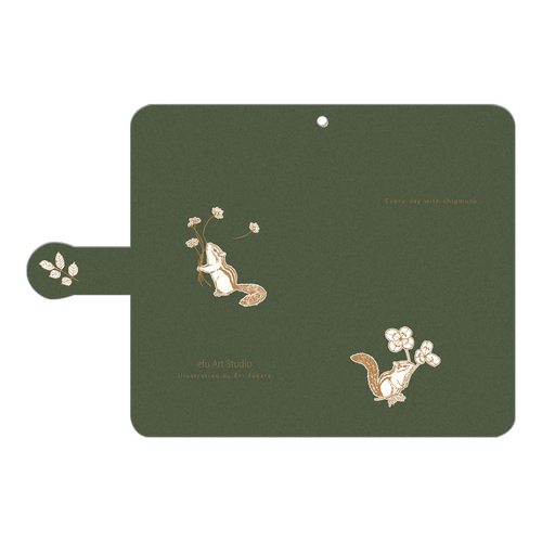  シマリスのAndroid用手帳型ケース〈モスグリーン・シンプル〉 手帳型ベルト付きアンドロイドM