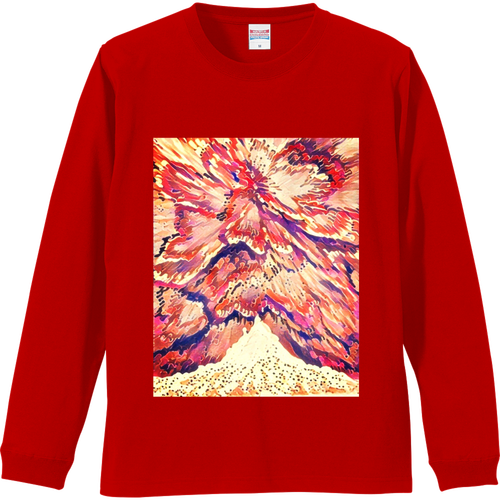 オーロラレッド リブ付 ロングスリーブＴシャツ