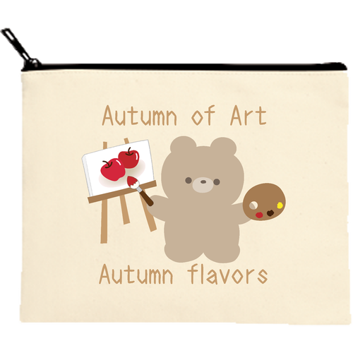 Autumn of Art（芸術の秋） キャンバスフラットポーチ（M）【白プリント有】