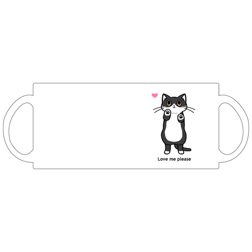 かまってほしいねこちゃん (黒白猫ver) 定番マグカップ