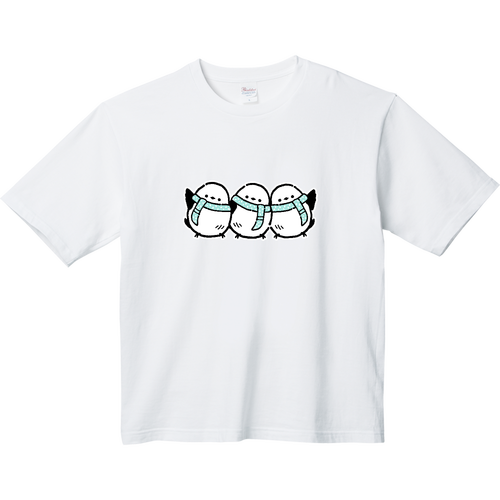 シマエナガくん 冬 pat02 ヘビーウェイト ビッグシルエットTシャツ