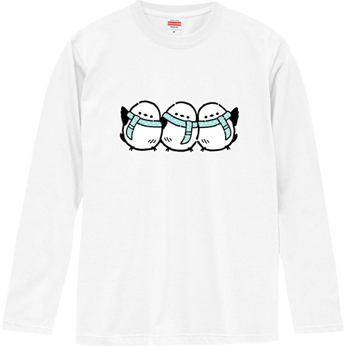 シマエナガくん 冬 pat02 ロングスリーブTシャツ