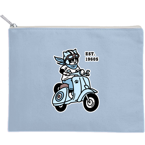 ちょい乗りのハチワレ君！ pat02 CO キャンバスポーチ（M）【白プリント有】